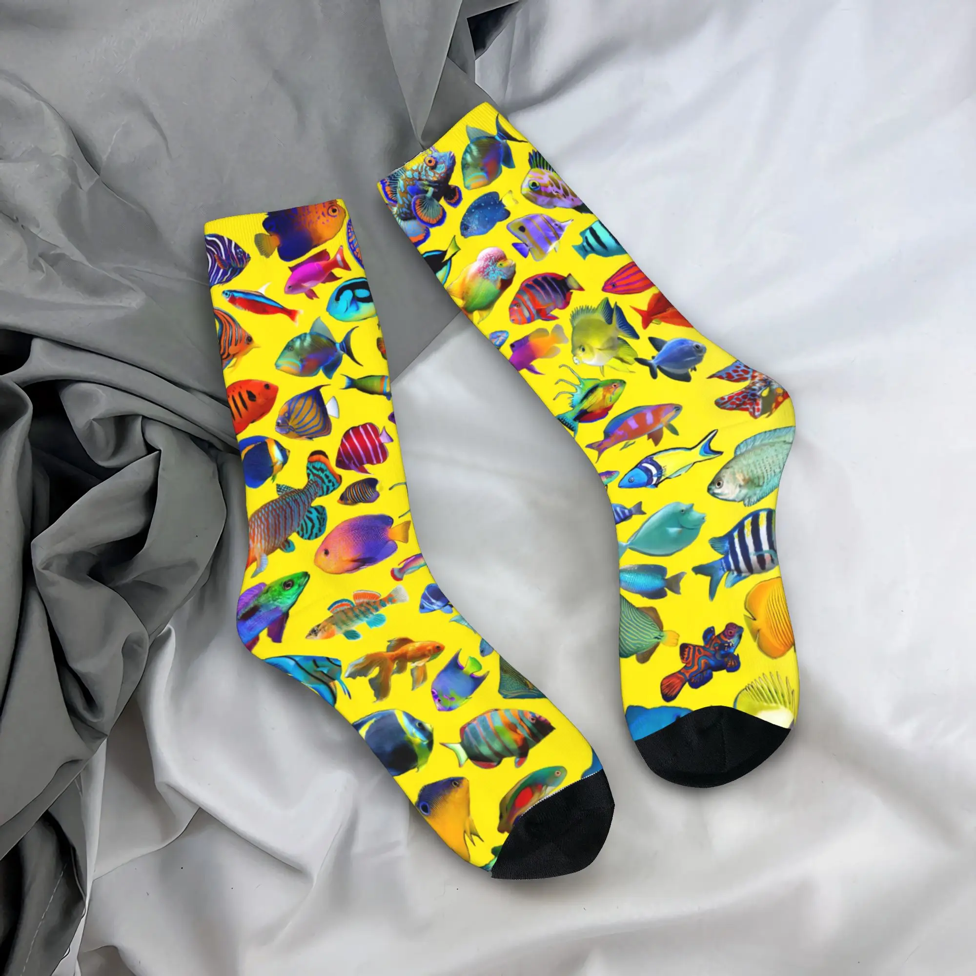 Psychedelic Wavy Doodle Bold Abstract Socks Non Skid Stockings Couple Breathable Outdoor Sports Socks Autumn Elegant Socks