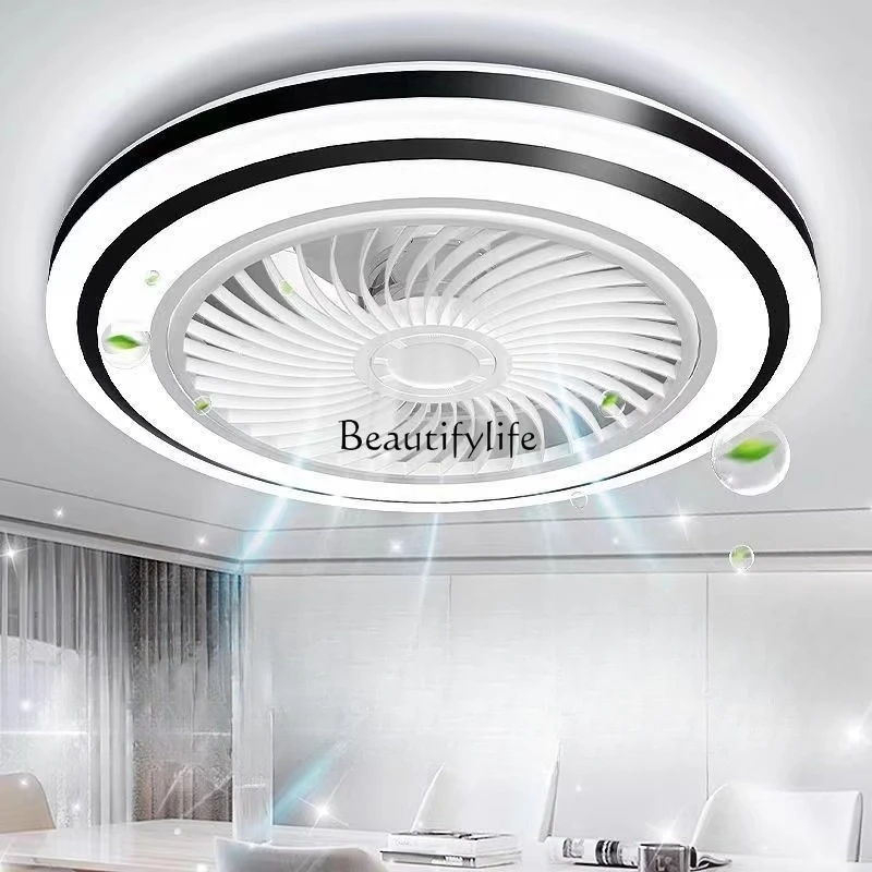 1Intelligent ceiling fan light invisible Nordic simple silent ultra-thin integrated ceiling fan with light