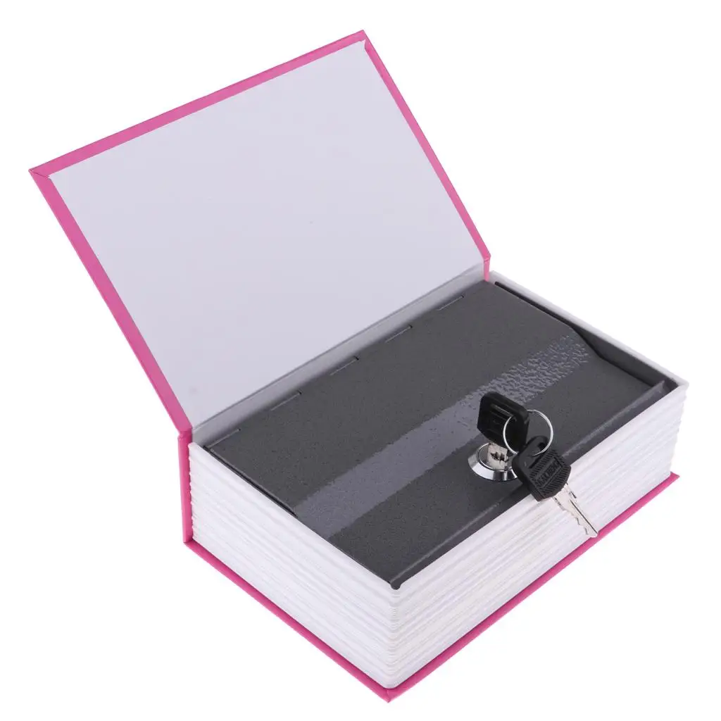 

Piggy Bank Saving Pot Money Box Cute Book Safe with Key Padlock Miniature Secret Storage for Kids