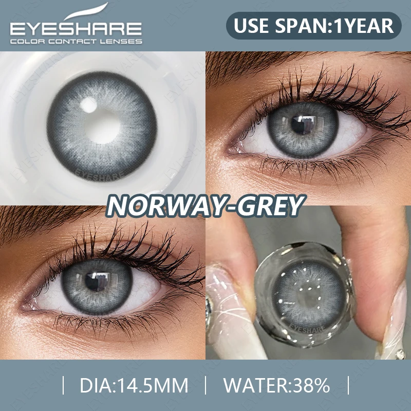 EYESHARE New Colored Contacts Lenses 2pcs Gray Color Contacts for Eyes Fashion Blue Lens Brown Contact Green Yearly Contact Lens