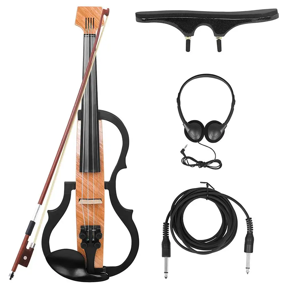 

YOUZI Electric Violin Full Size 4/4 For Beginners Teens Carbon Fiber Mute Violin With Shoulder Rest Earphones