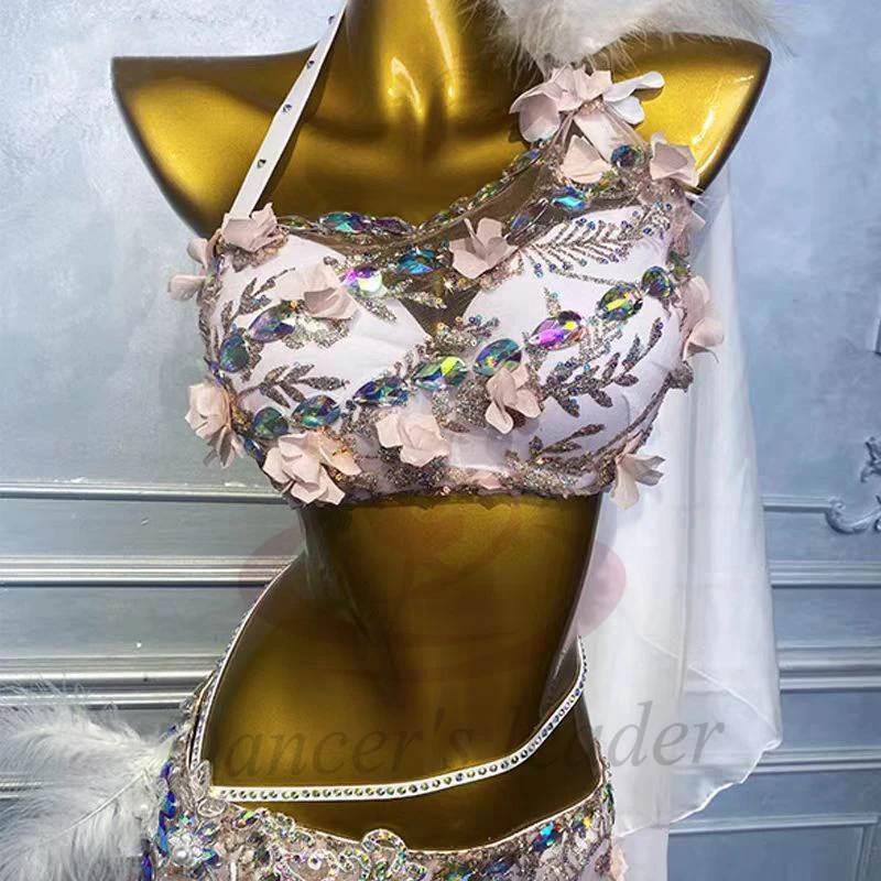 Vestido de dança do ventre para adultos e crianças, pedra ab, personalizado, floral, tango, roupas profissionais femininas