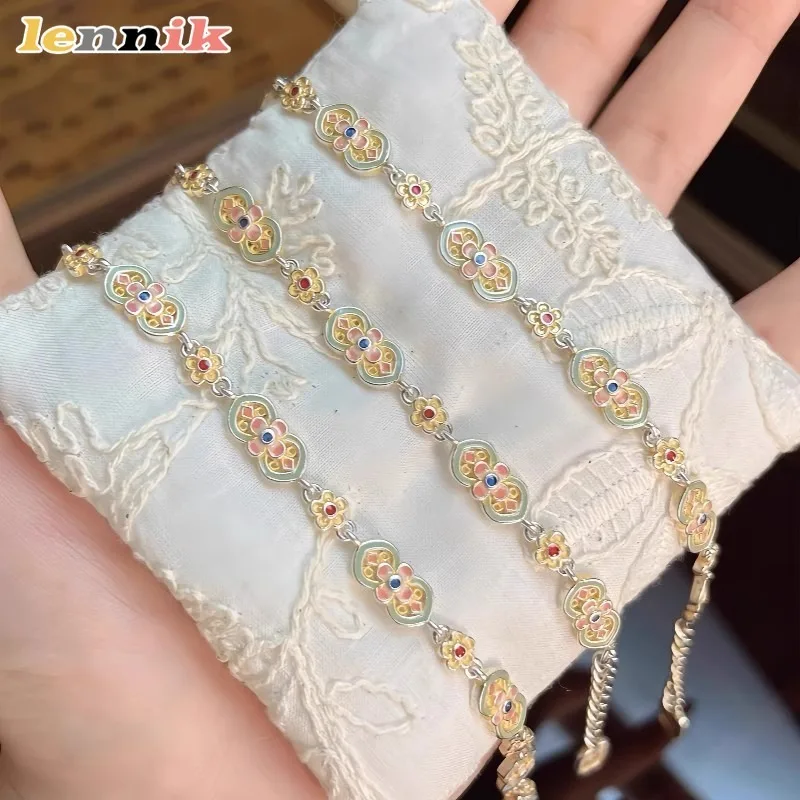Emaille-Blumenarmband, vollständig anzeigender Charme, antiker Charme, üppige Blumen, exquisite Eleganz, vollständig präsentiert sanfter Charme