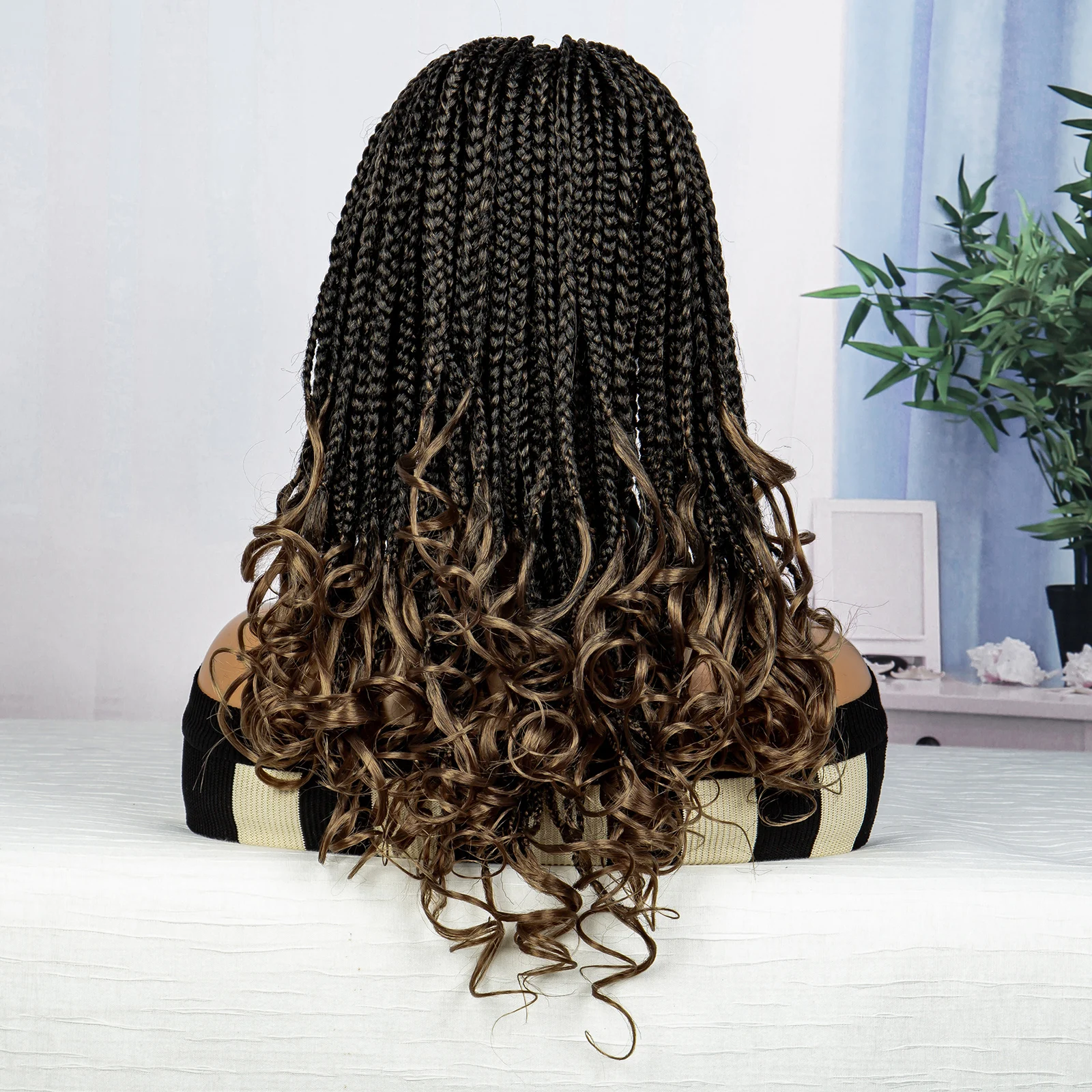 Perucas trançadas sintéticas para mulheres, Tranças Box, Lace Front, Cabelo sintético