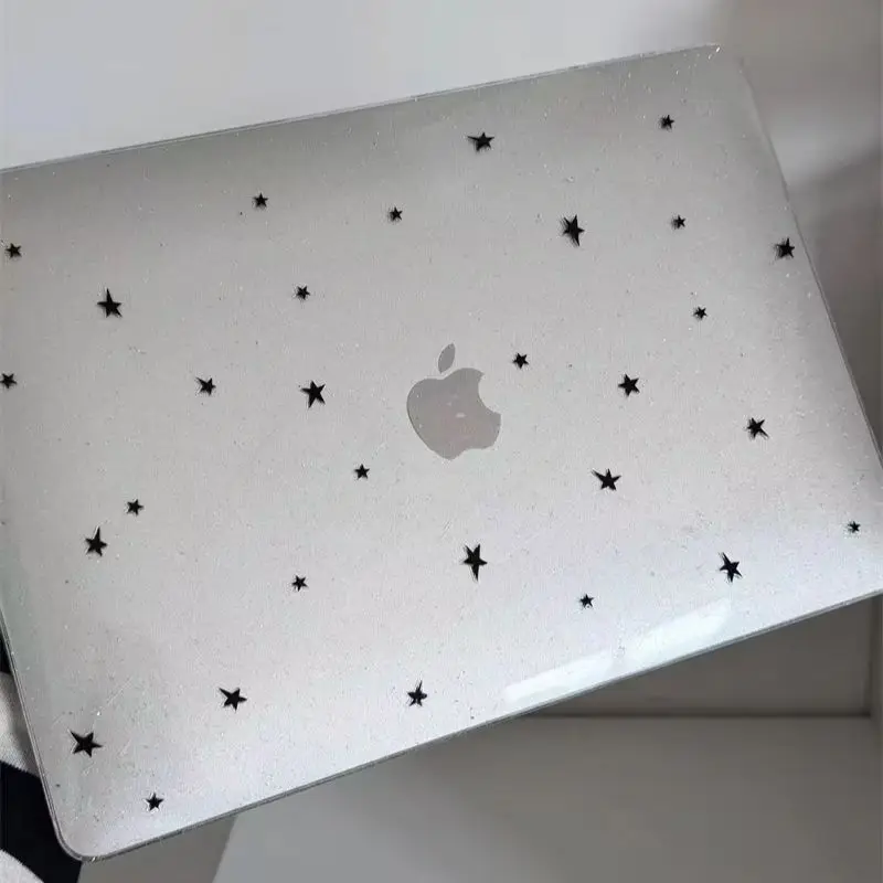 Glitter Black Stars New Laptop Case For Macbook 13Neo A3404 Air 13.6 M4 M3 M2 A2681 A3113 A3240 Air13.3 Air15 Protective Cover