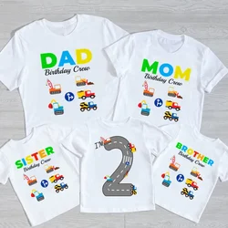 Car Excavator Birthday Party Family Shirts Personalized Bulldozer T Shirt Boys Any Age Name My Kids Top Outfits