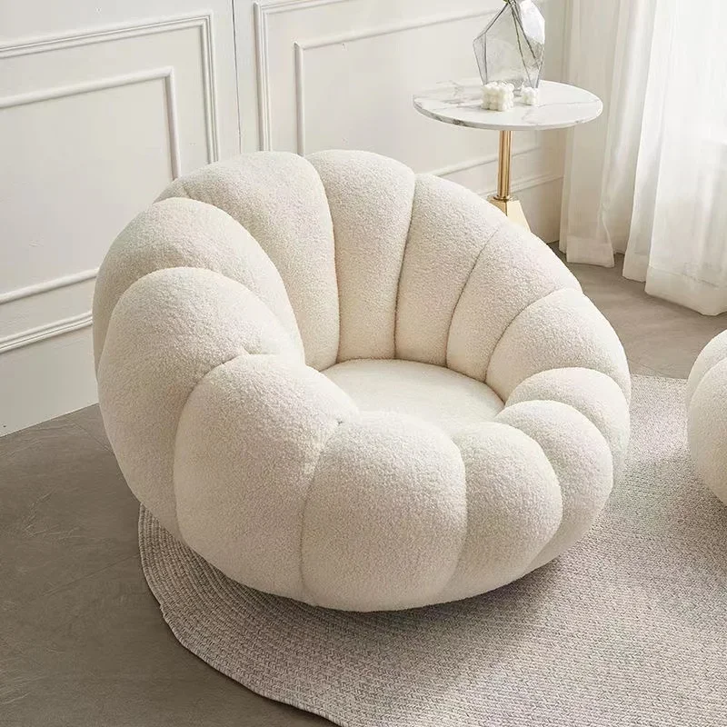 High quality with new design cashmere living room chair multi-colors sofa pumpkin swivel chair