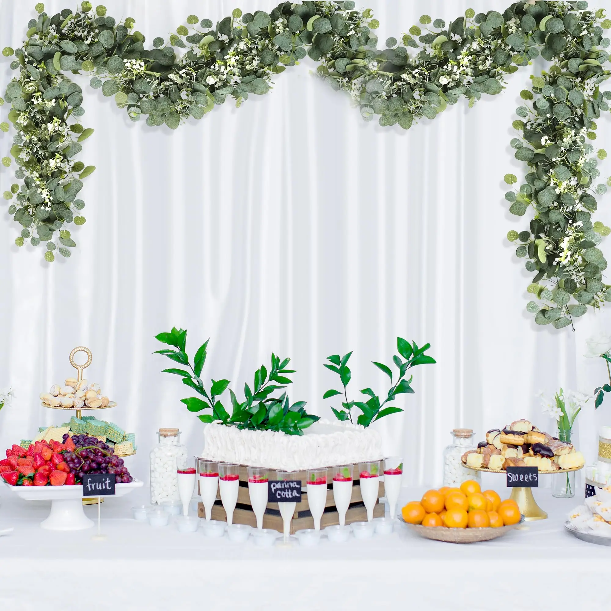 الاصطناعي الأوكالبتوس جارلاند الفضة الدولار يترك فو الخضرة الكرمة لاستحمام الطفل حفل زفاف الجدول غرفة ديكور حديقة المنزل #3