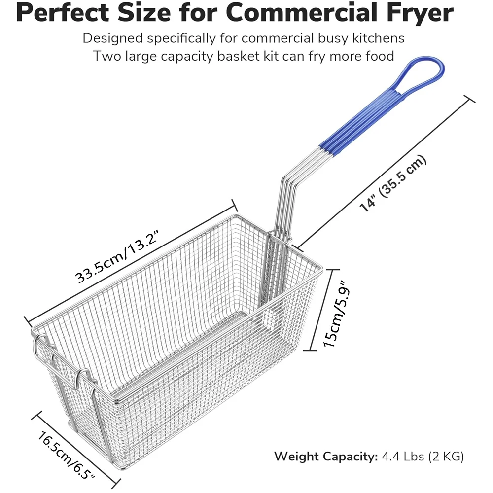 Commercial Kitchen Custom Potato Rectangle KFC Chip Chicken Frying 304 Stainless Steel Deep Fryer Fry Basket