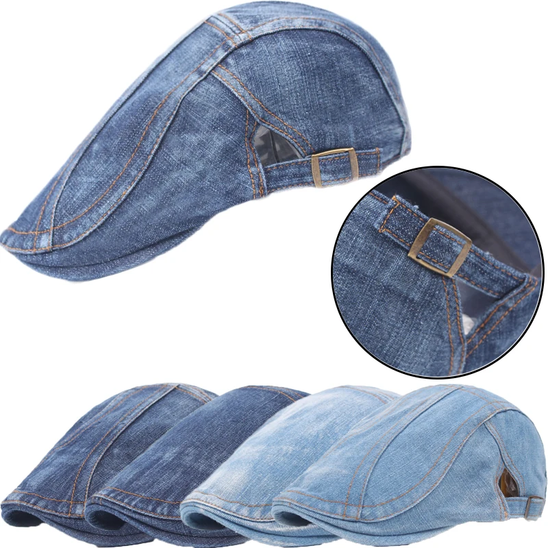 Adjustable Denim Cap for Men Women Casual Unisex Jeans Beret Hat Solid Color Cap Spring Autumn Hats Men Winter