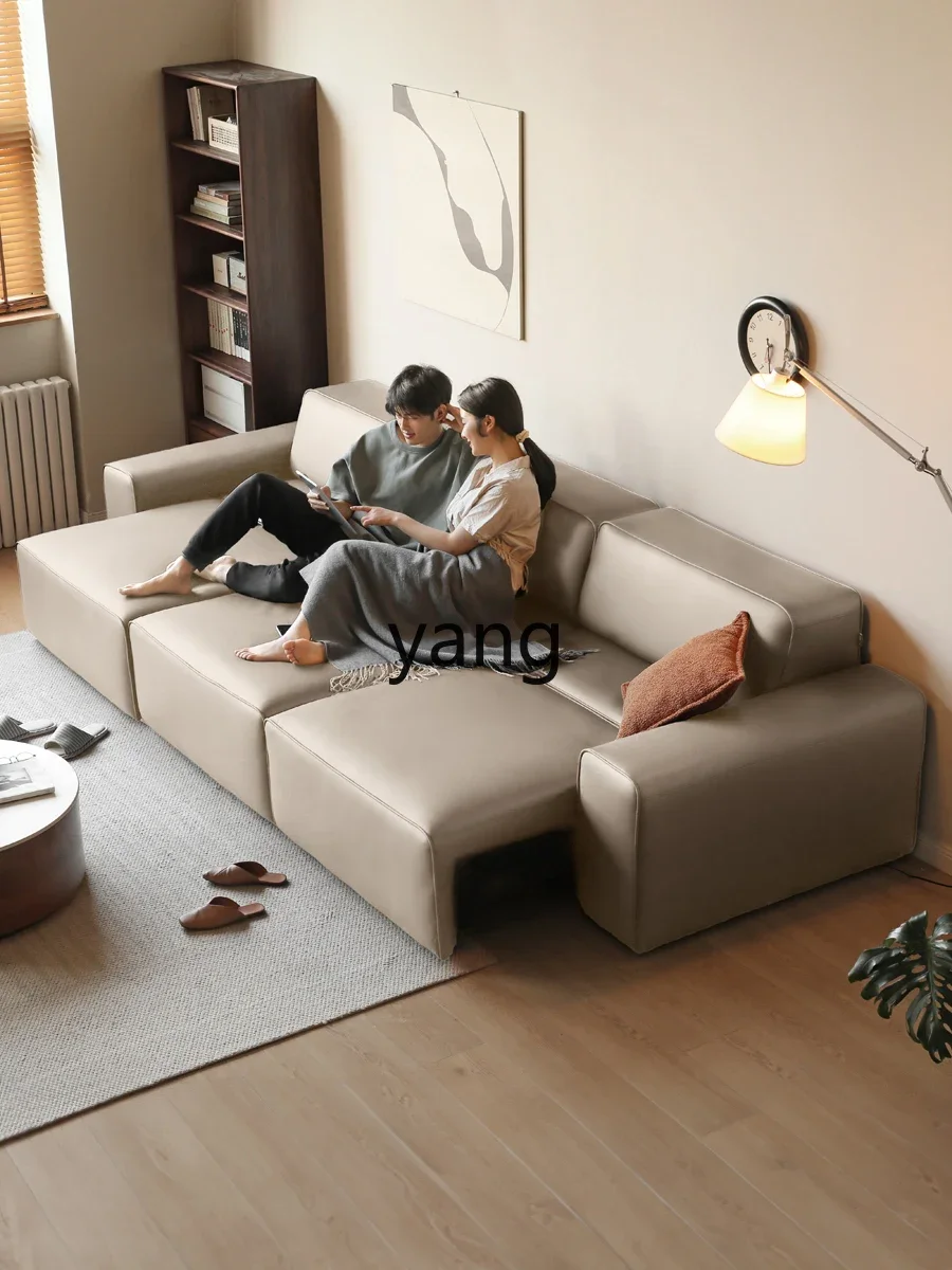 

LHBig Black Cow Electric Sofa Bed Living Room Multifunctional Dual-purpose Leather Art Sofa Small Unit Telescopic Bed