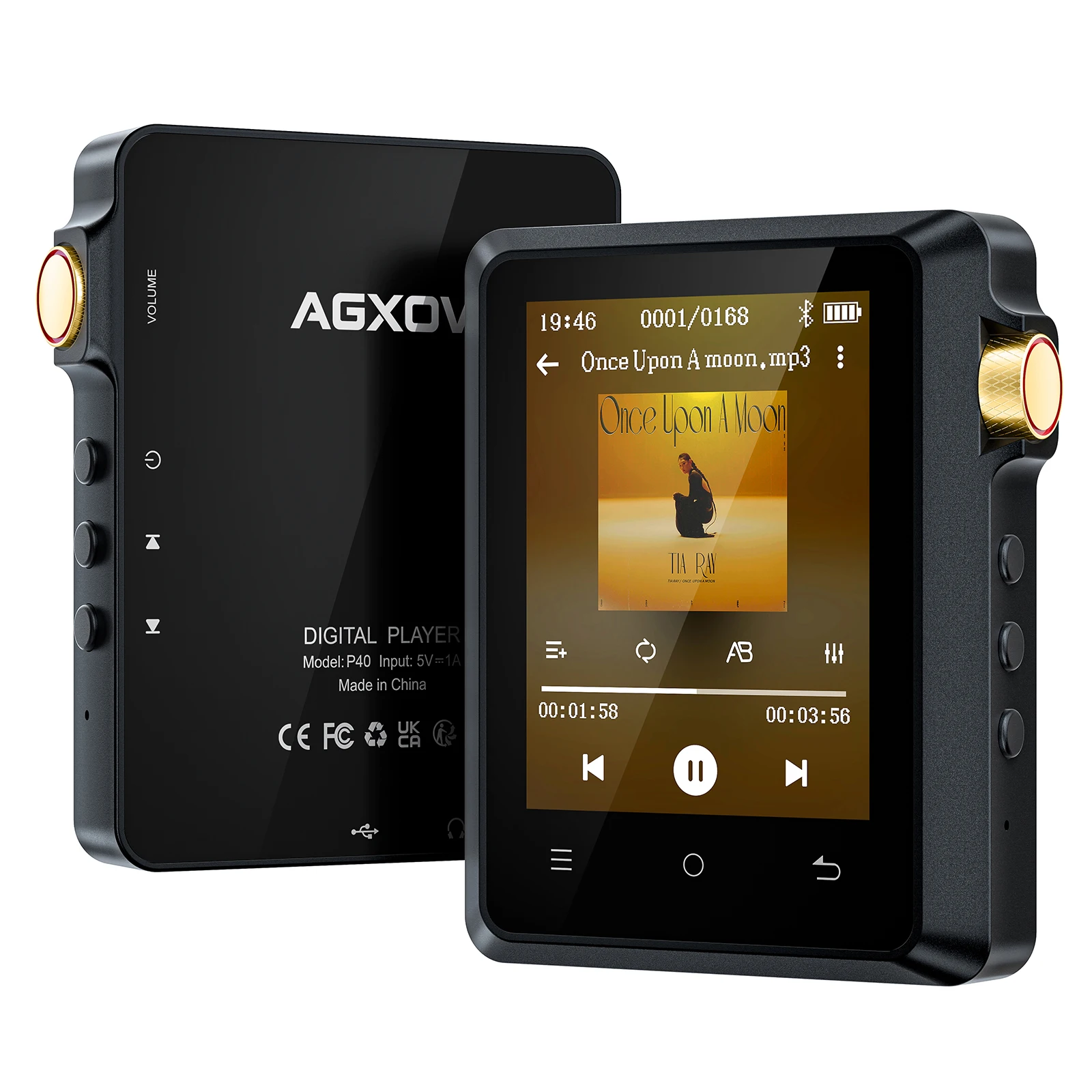 64GB HiFi Lossless MP3 Player Bluetooth 5.3 Hi-Res Sound Portable 3.5mm Jack Long Battery Life 256GB TF Expandable Festival Gift
