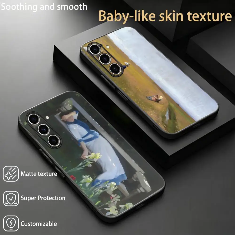 Art Painting Michael Peter Ancher  Phone Case For Samsung Galaxy S26 S25 S24 S23 S22 S21 Plus Ultra Fold A Soft Black