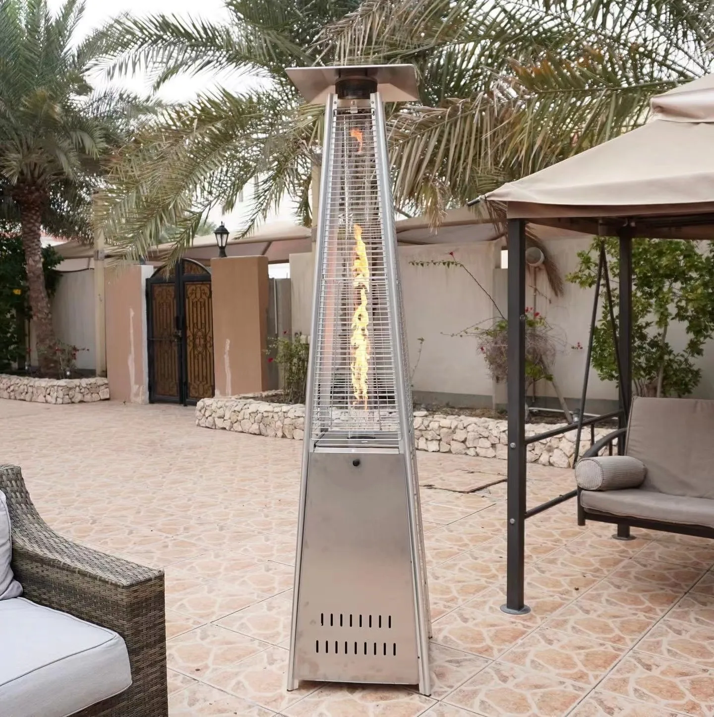 Customized Oem Stainless Steel Tower Type Gas Stove Outdoor Propane Pyramid Gas Patio Heater