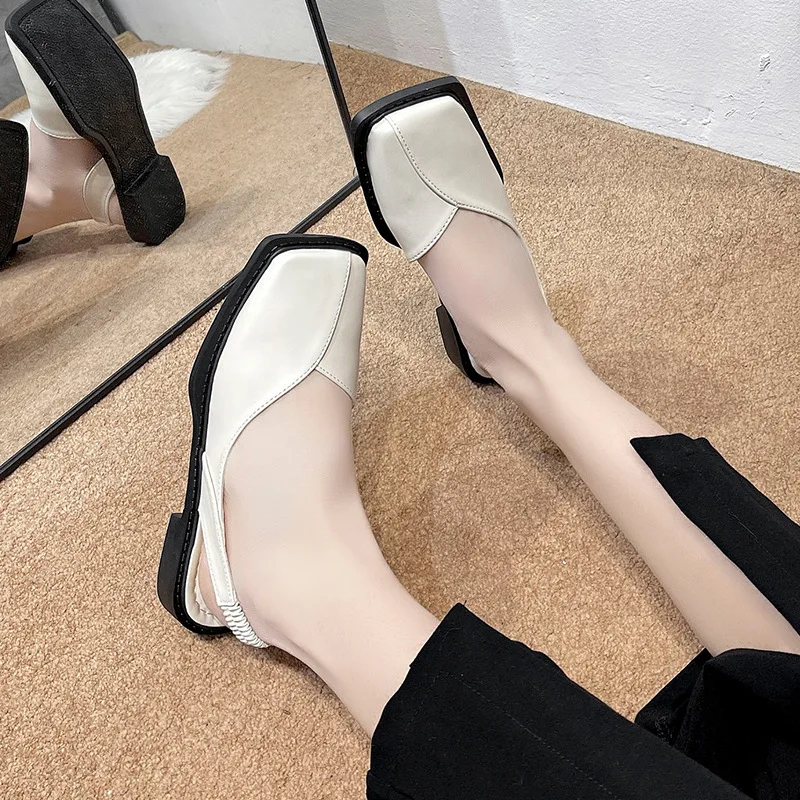 Autumn New Comfortable Ladies Flat Shoes Personality Square Toe Shallow Mouth Slip-on Loafers Ladies Casual Shoes  Mocasines