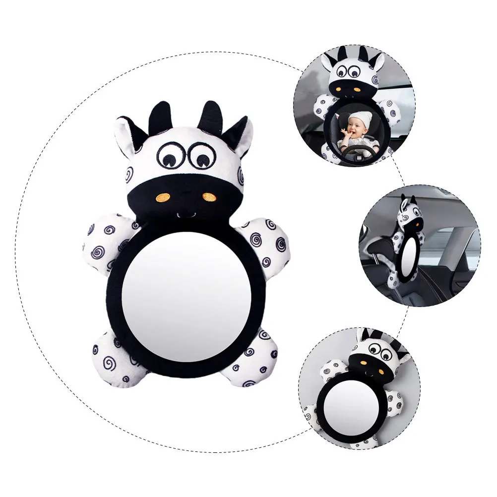 مرآة أمان للرضع ذات مواجهة خلفية للسيارة للأطفال للمقعد الخلفي مع زاوية قابلة للتعديل وسطح عاكس عالي الدقة وتصميم حيوان لطيف