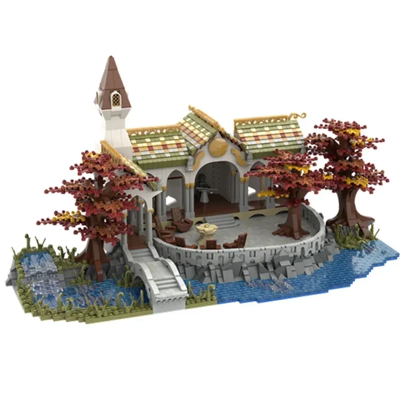 แหวน King รุ่น Moc อาคารอิฐสภา Elrond House เทคโนโลยี Modular Blocks ของขวัญของเล่นคริสต์มาส DIY ชุดประกอบ