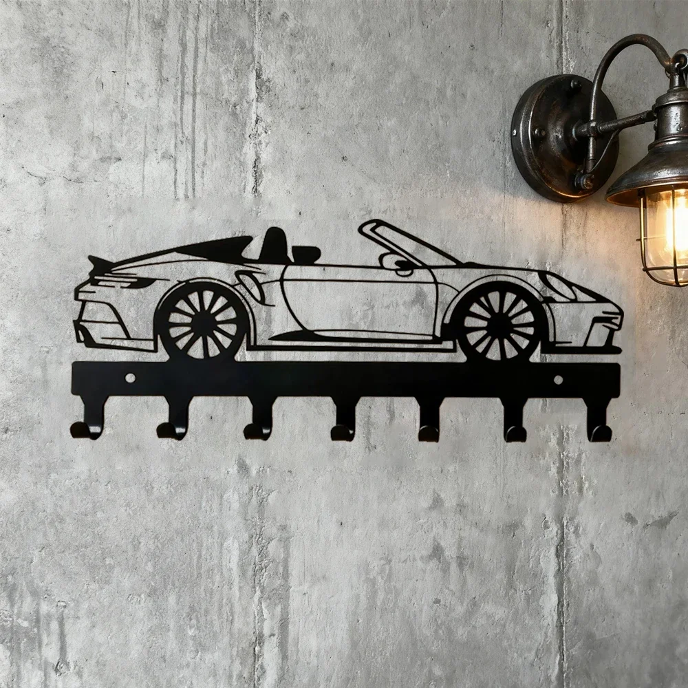 Schwarzer Schlüsselhalter im Industriestil aus Metall zur Wandmontage, einfache Installation, langlebige Beschichtung, Schlüsselhaken für Autoschlüssel