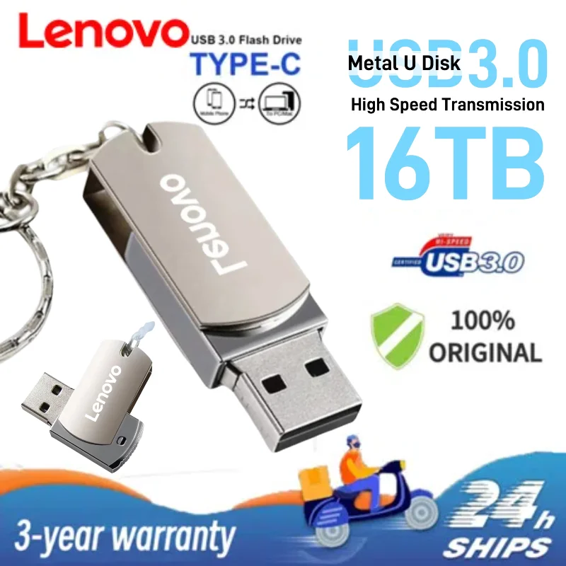 

Оригинальные USB-накопители Lenovo, 2 ТБ USB 3,0, высокоскоростной флэш-накопитель, 1 ТБ, портативный флэш-накопитель, водонепроницаемый Memoria Storage U-диск