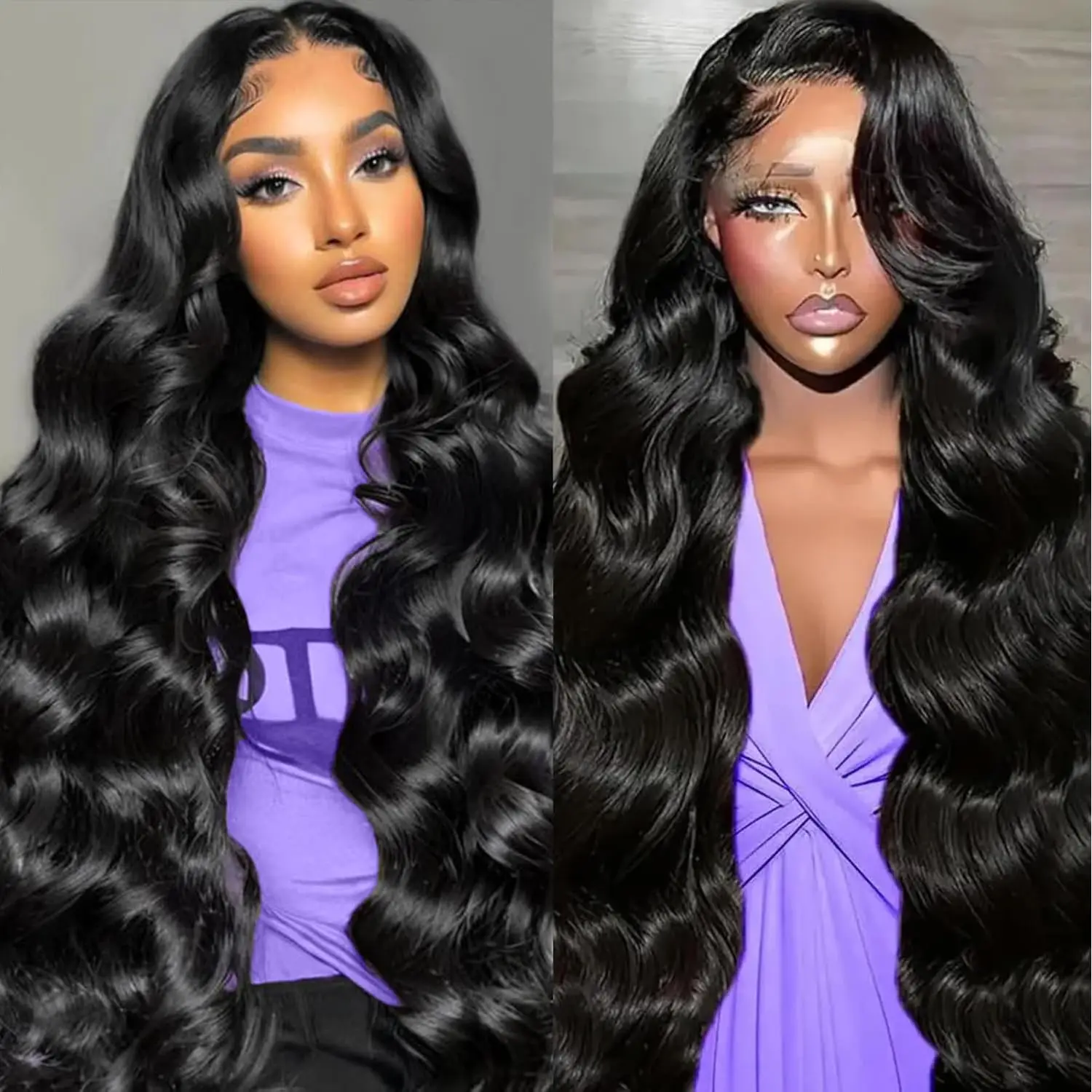 

46-дюймовый парик из натуральных волос с эффектом Body Wave, 13x6 HD прозрачный фронтальный парик из натуральных волос, предварительно сформированный парик Body Wave для женщин, плотность 200%