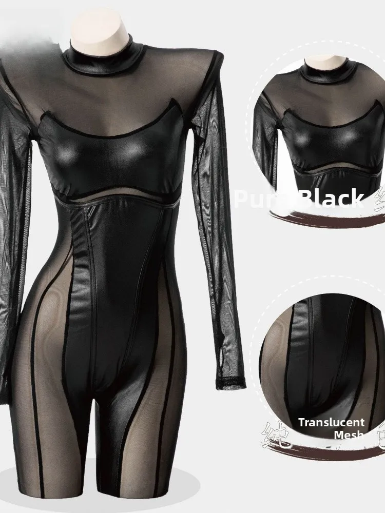 

Сексуальный цельный костюм Bla из спандекса для женщин, одежда для вечеринок, клубный костюм Long Sve Me, лоскутный облегающий костюм