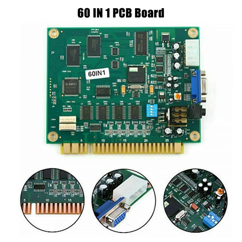 AT14 60 In 1 Multicade PCB Board Arcade Classic Game Board CGA VGA Output Game Board Horizontal Durable For Jamma Arcade