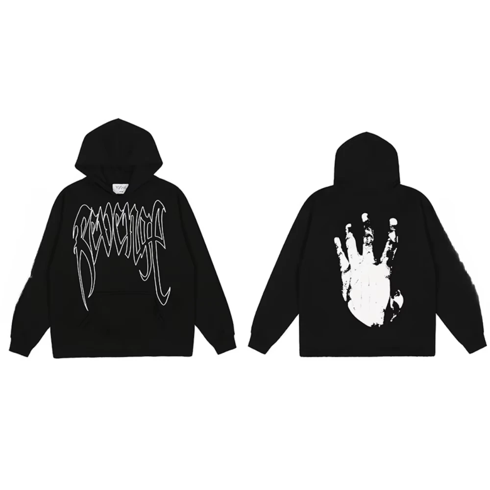 2024 Hot Selling Revenge Hoodie Keel Smoke Printed Couple Skull American Men and Women Loose High Street Hoodie Fanshion Hoodies