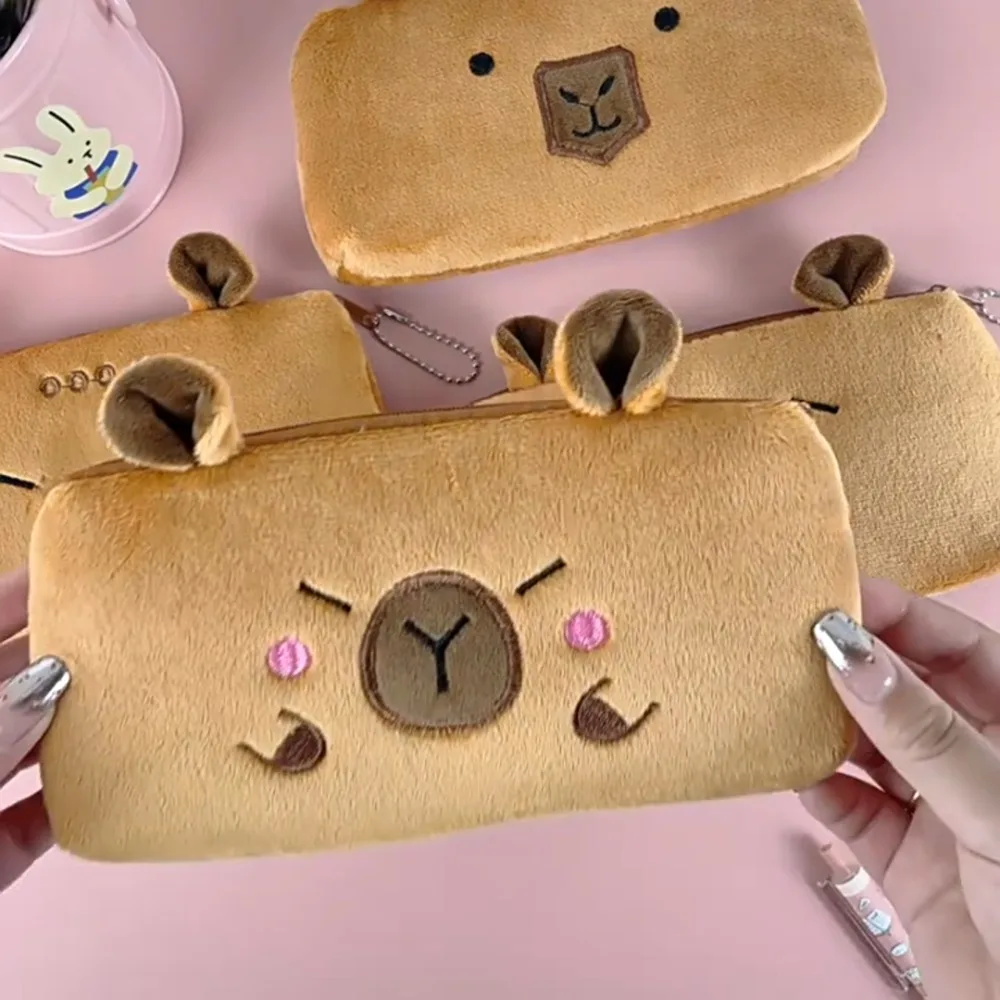 

Lovely Large Capacity Capybara Pen Bag Doll Soft Cartoon Pencil Case Animal Cute Stationery Holder Bag Cosmetic Bag