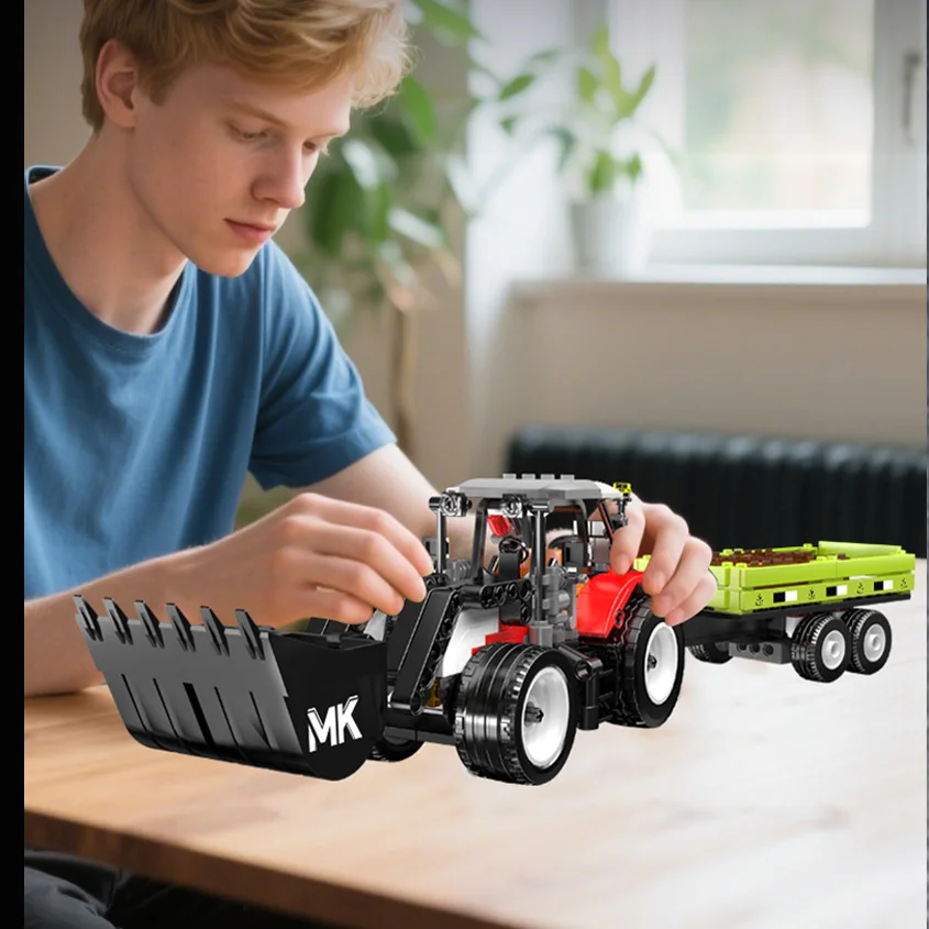24093 مقطورة زراعية/محمل سيارة MOC بنة سلسلة مركبات زراعية 504 قطعة تجميع السيارات المجنزرة نموذج الطوب اللعب هدية #6