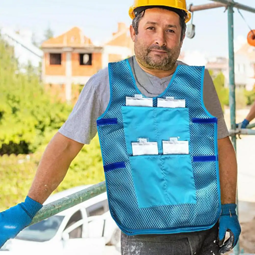 Chaleco de hielo refrescante para actividades al aire libre, 8 bolsas de hielo para hombres y mujeres, verano caliente, trabajo al aire libre