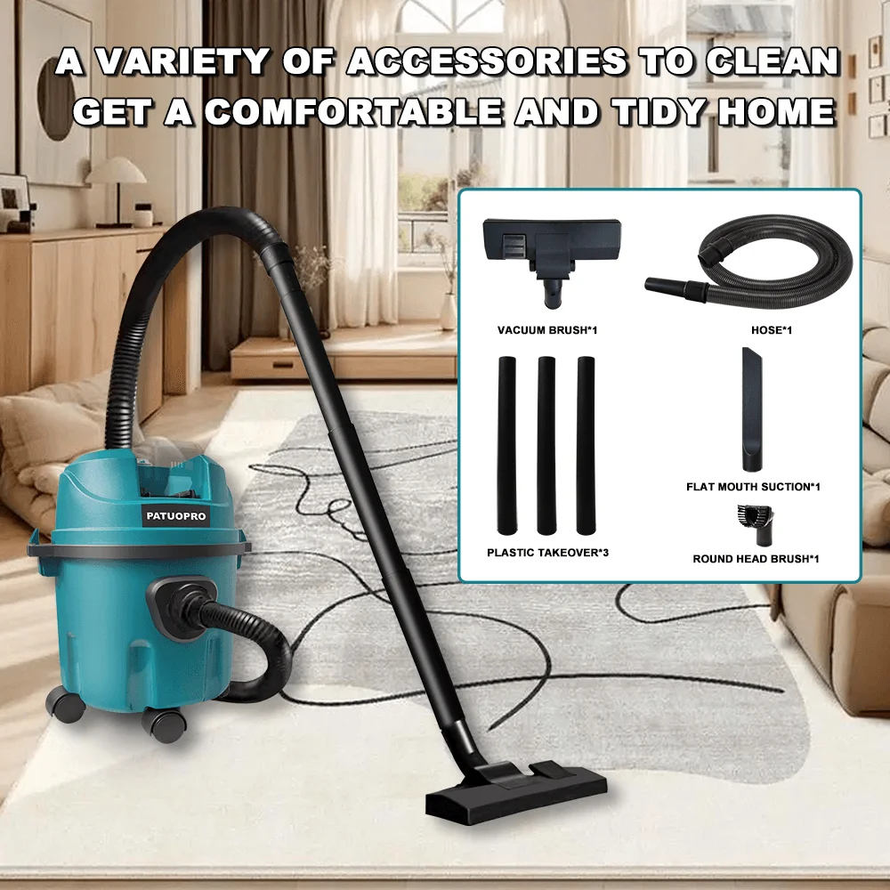 2-In-1 습식 및 건식 무선 진공 청소기 10L 고출력 흡입 먼지 수집기 바퀴 포함 마키타 18V 배터리용(배터리 없음)