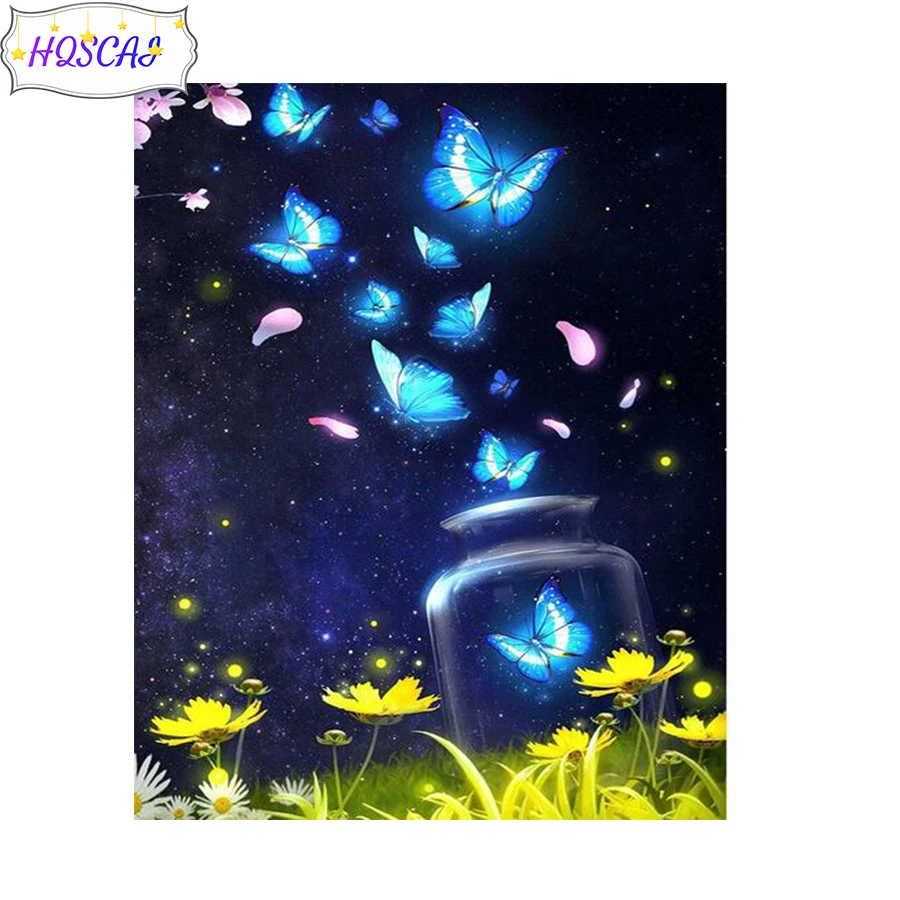 

5D Diamond Painting Starry sky with butterflies and flowers Full drill Diamond Embroidery Cross Stitch Diamond Art Rhinestones