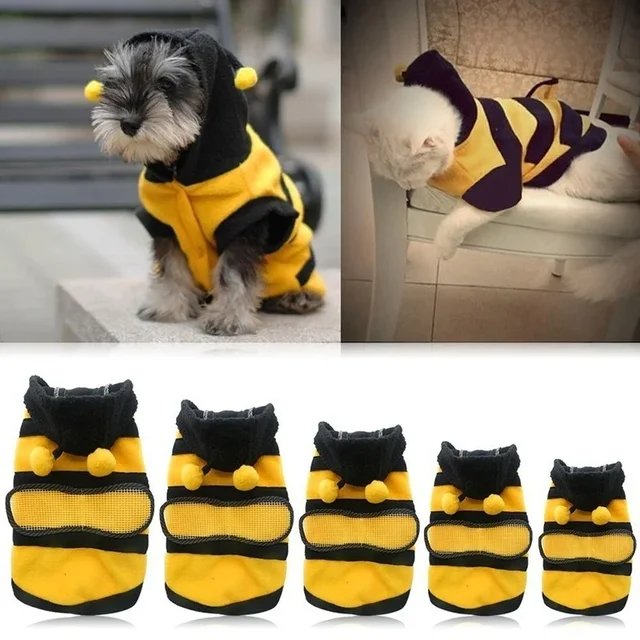 Pszczoła Pet Puppy Coat Odzież Polarowa Odzież Pies Kot Bluza Fantazyjny Kostium Halloween Cosplay Sweter Bluzy Pies