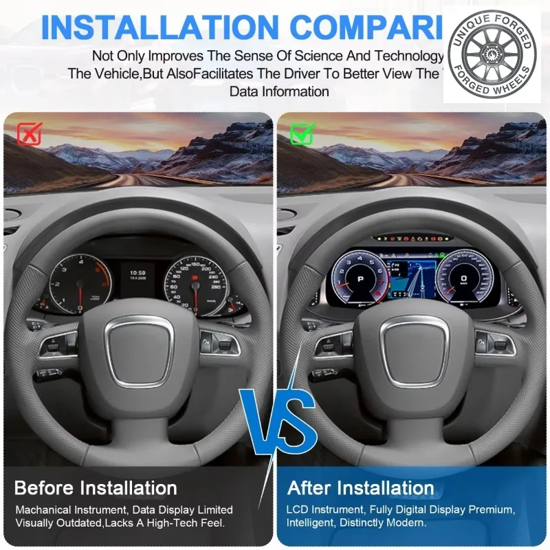 26 Style Car Upgrade For Audi Q5 2009-2013 LCD Instrument Linux System Carplay Auto Speedometer Car Digital Cluster Gauge Meter