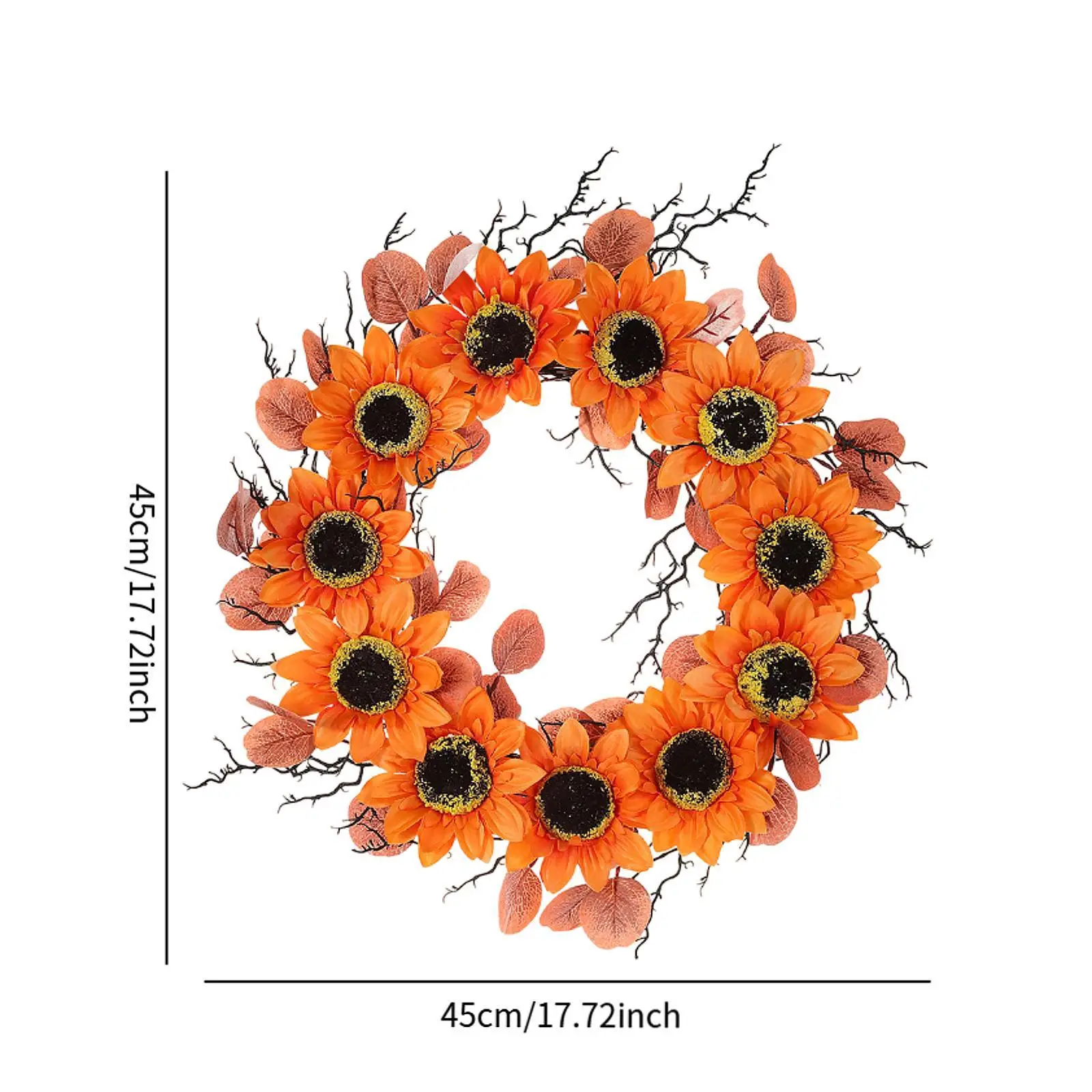 Sunflower Wreath Decorative Garland Handcraft Front Door Wreath Table Centerpiece for Party Decoration Window Home Porch Garden