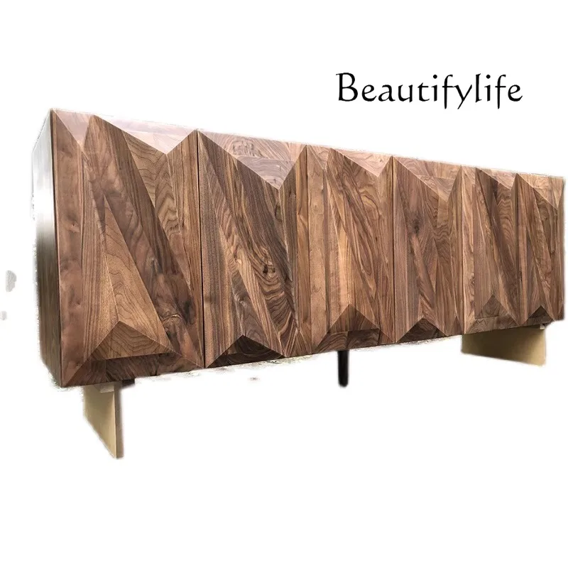 American light luxury modern simple black walnut dining side porch cabinet TV cabinet Minimalist locker