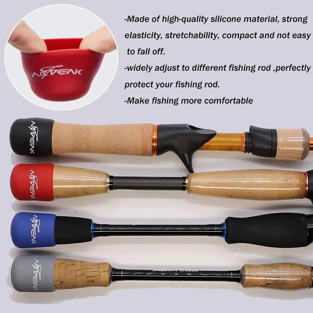 Random Color 1Pcs Fishing Rod Handle Protective Case Silicone Lure Rod Bottom Protector Fishing Accessories Fish Rod Fixed Ring