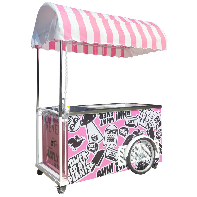 

Customized Electric Ice Cream Cart Bike with Fridge Mobile Vending Cart Commercial Street Food Business Use