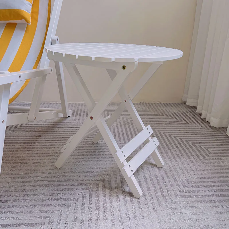 Foldable Solid Wood Side Table Dopamine Color Dining DeskPortable Outdoor Balcony TableCompact Space-Saving Furniture for Small