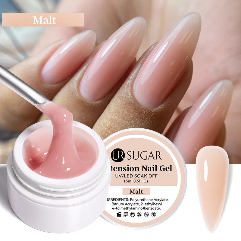 UR SUGAR-esmalte de uñas con extensión de gelatina, Gel de construcción UV, rosa, blanco, transparente, barniz de Gel para manicura, 15ml