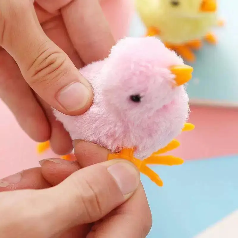 Cute Wind Up Chick Plastic Easter Running Chick Random Color Jumping Plush Animals Toy Wind Up Chick Cockwork Toy