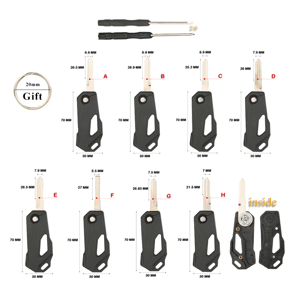 jingyuqin For Honda Yamaha Suzuki Pulsar Hero PIAGGIO HARLEY BMW DUCATI Bombardier Triumph Motorcycle Modified Folding Key Shell