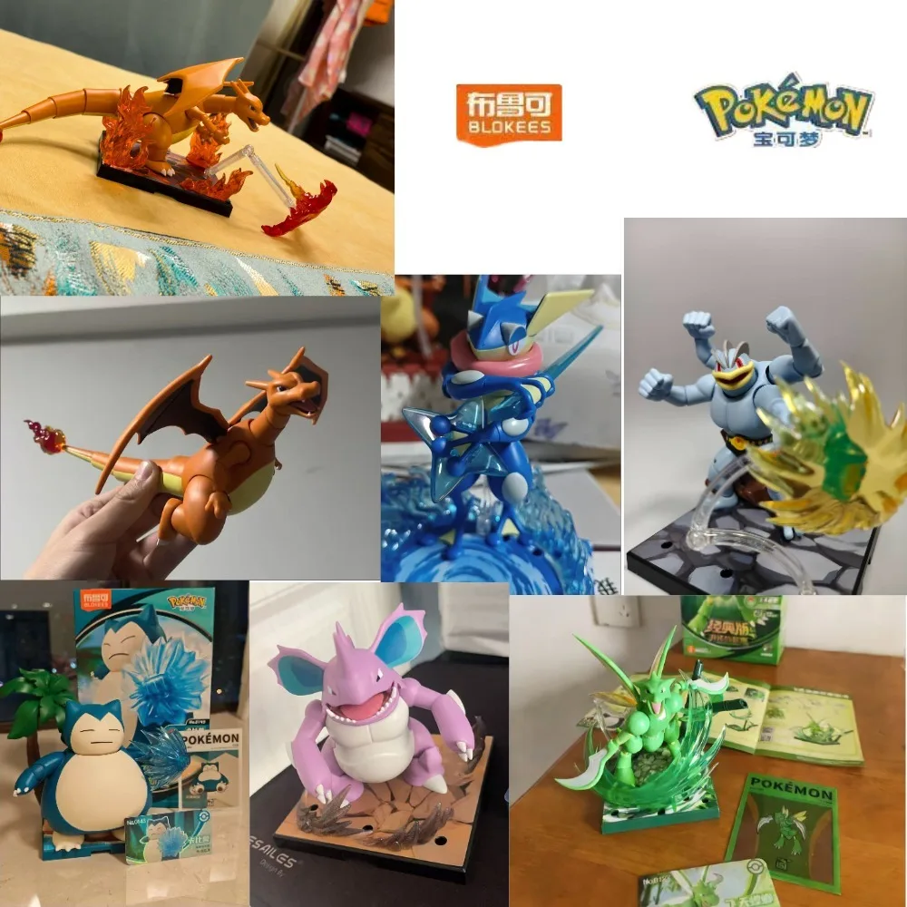 ブロキーズ-ポケモン-ピカチュウ-カビゴン-ルカリオ-シンデレル-スカイザー-リザードン-グリニンジャ-ニャースカダ-セルレッジ-イーブイ-積み木-おもちゃギフト