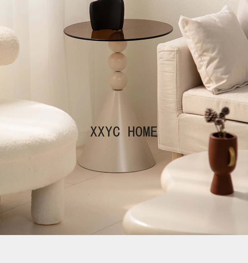 European Coffee Table Sofa Light Luxury Tea Coffee Simple Living Room Glass Design Corner Table Reception Tea Table