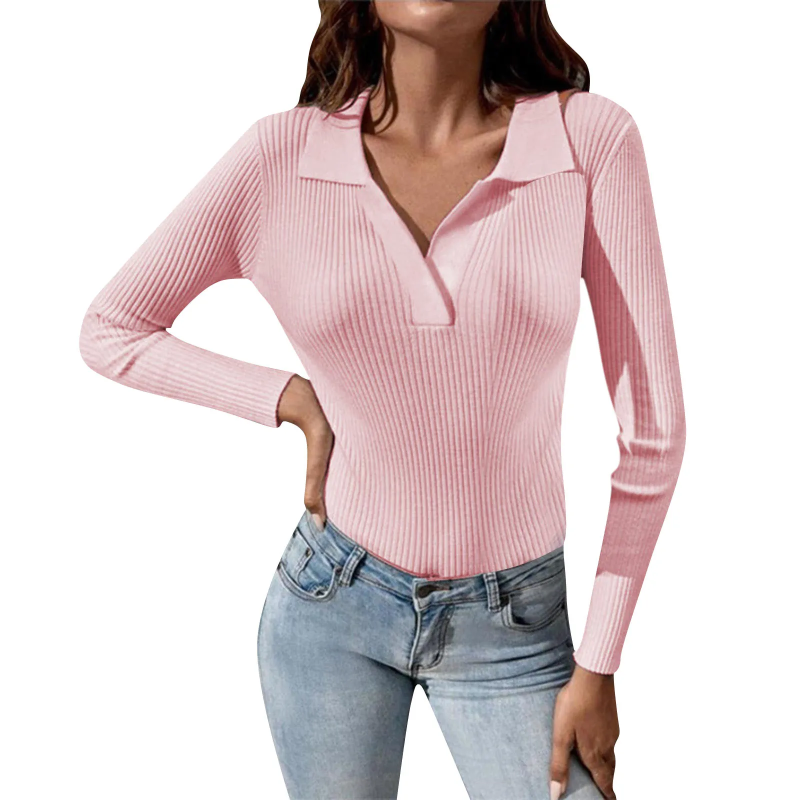 Women Solid Color Knitted Sweater Bottoming Turtleneck Sweater Tops Basic Pullover Top Exercise 90s