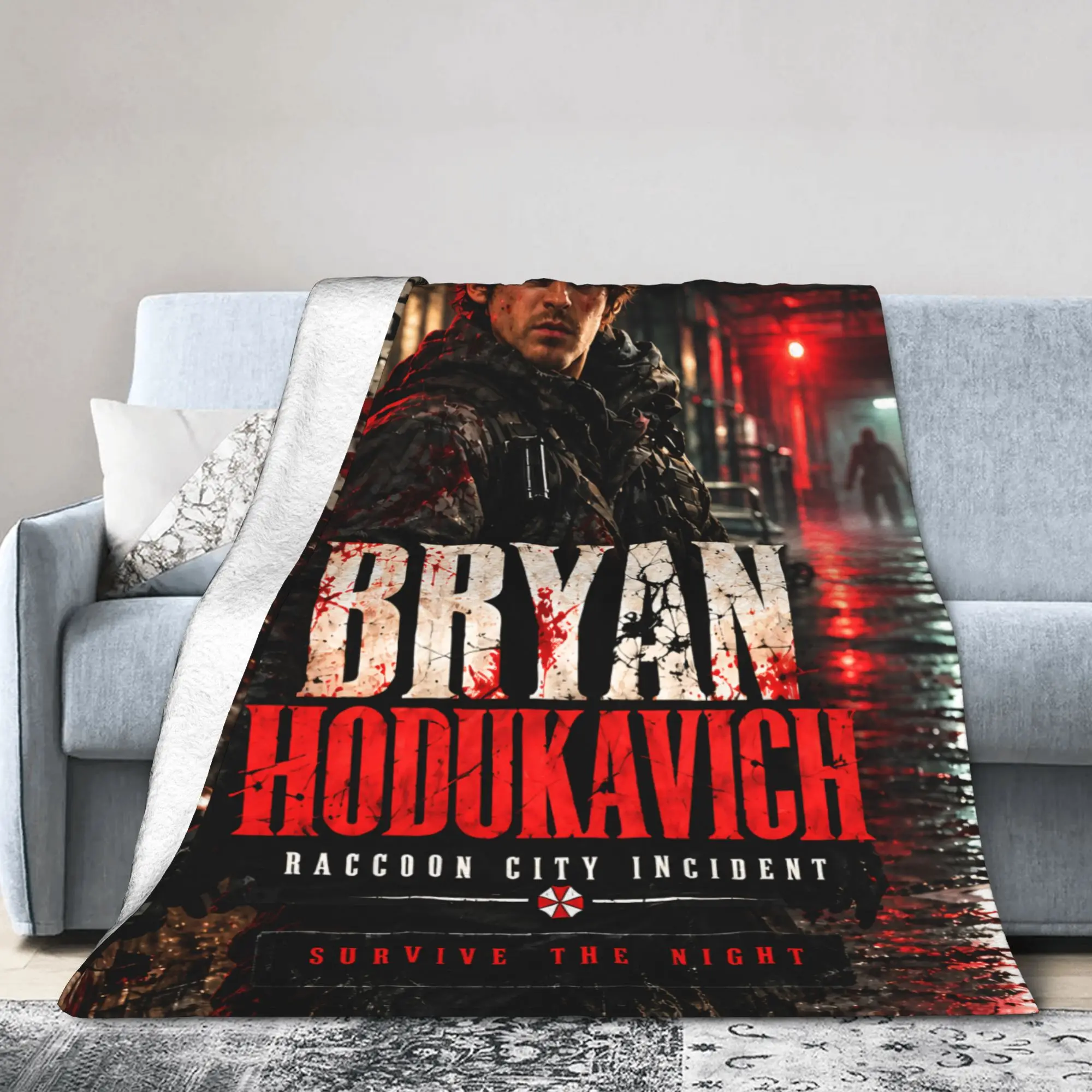 Bryan Austin Abrams Fleece Throw Blanket R-Residents Night Undead Evil Blanket for Home Car Soft Bed Rug