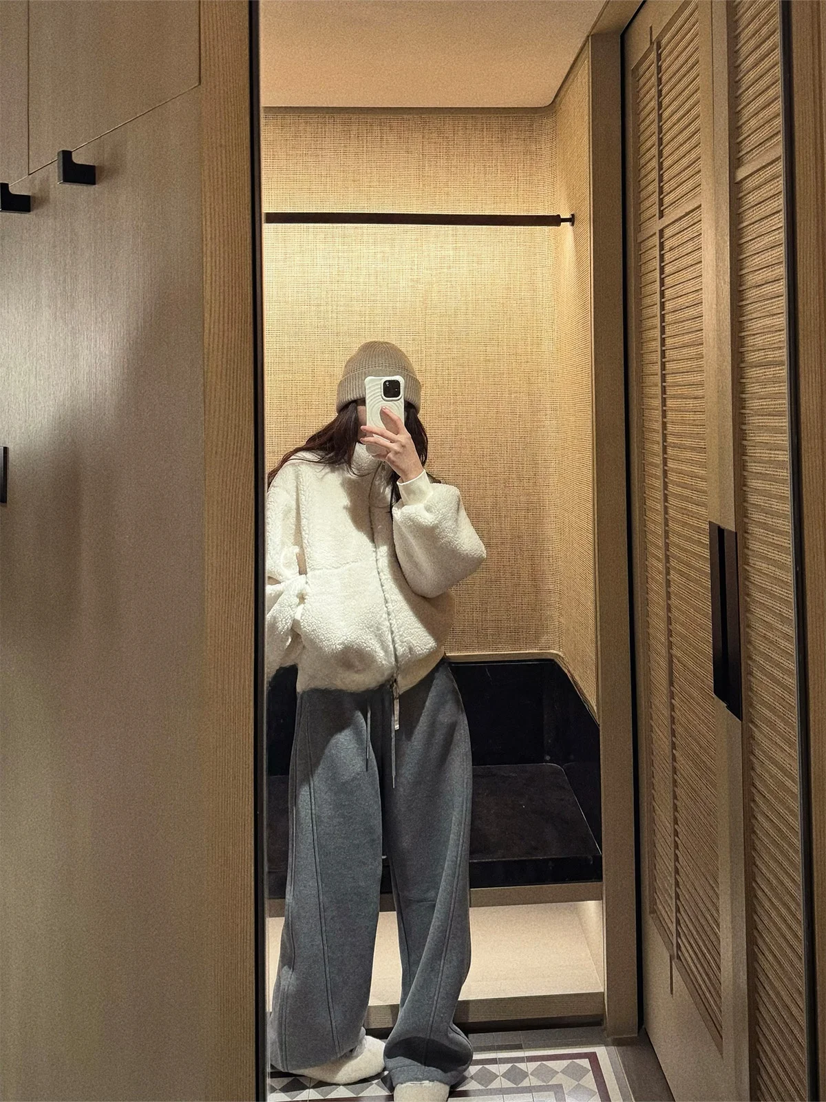 

ZONE Women's ort Jaet Fce Waist-Cinching Stand Collar Warm Simple Zipper ket Breathable Polyester Fiber Coat