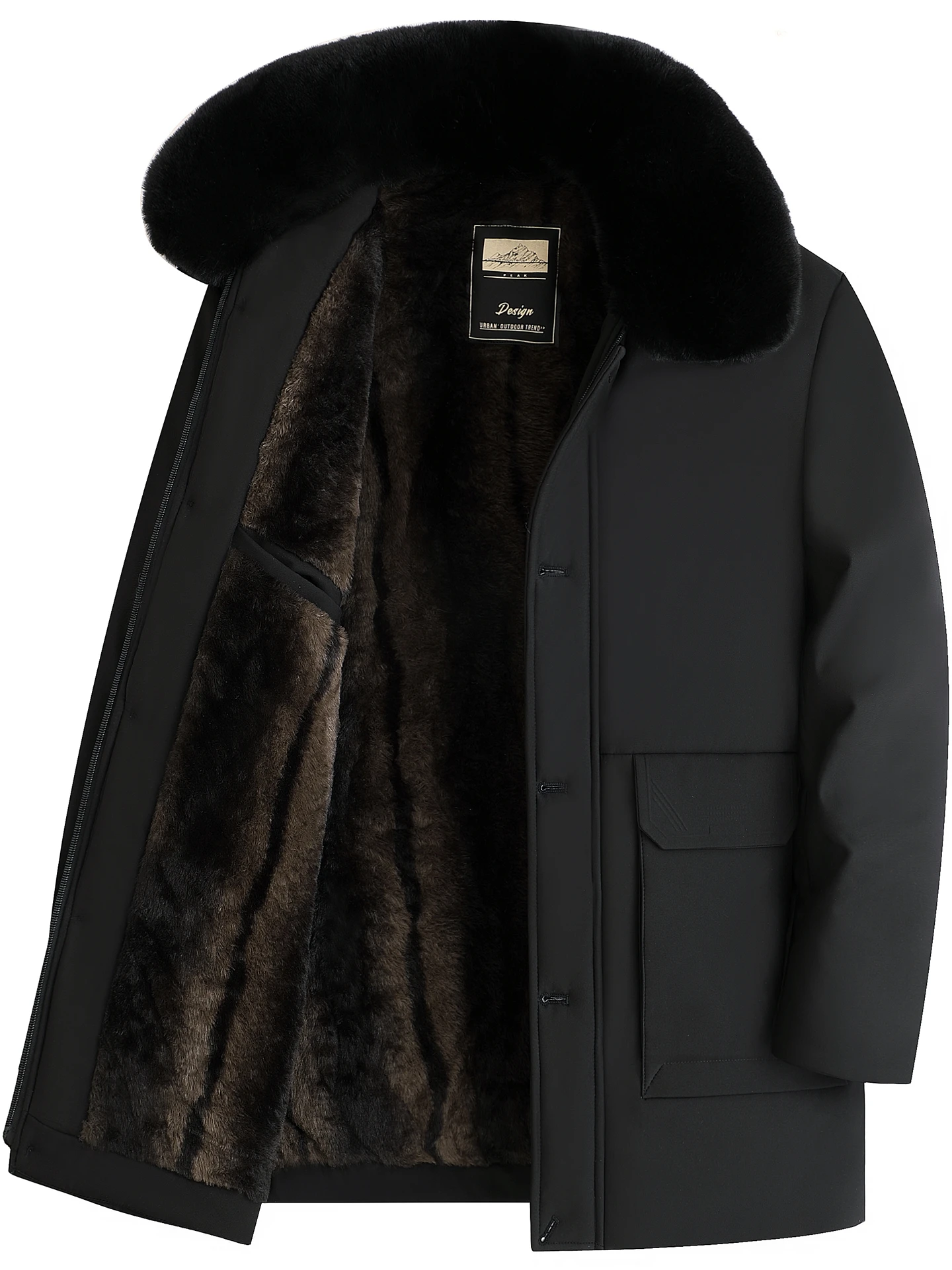 

Men's Thickened Fleece Lined Cotton Jacket for Middle-Aged And Elderly with Fur Collar Casual Style Long Sleeve Fashionable U...