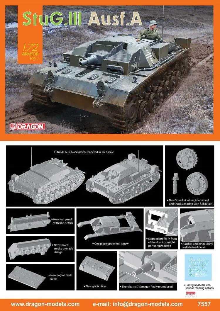 

Набор сборных пластиковых моделей DRAGON 1/72 7557 StuG.III Ausf.A