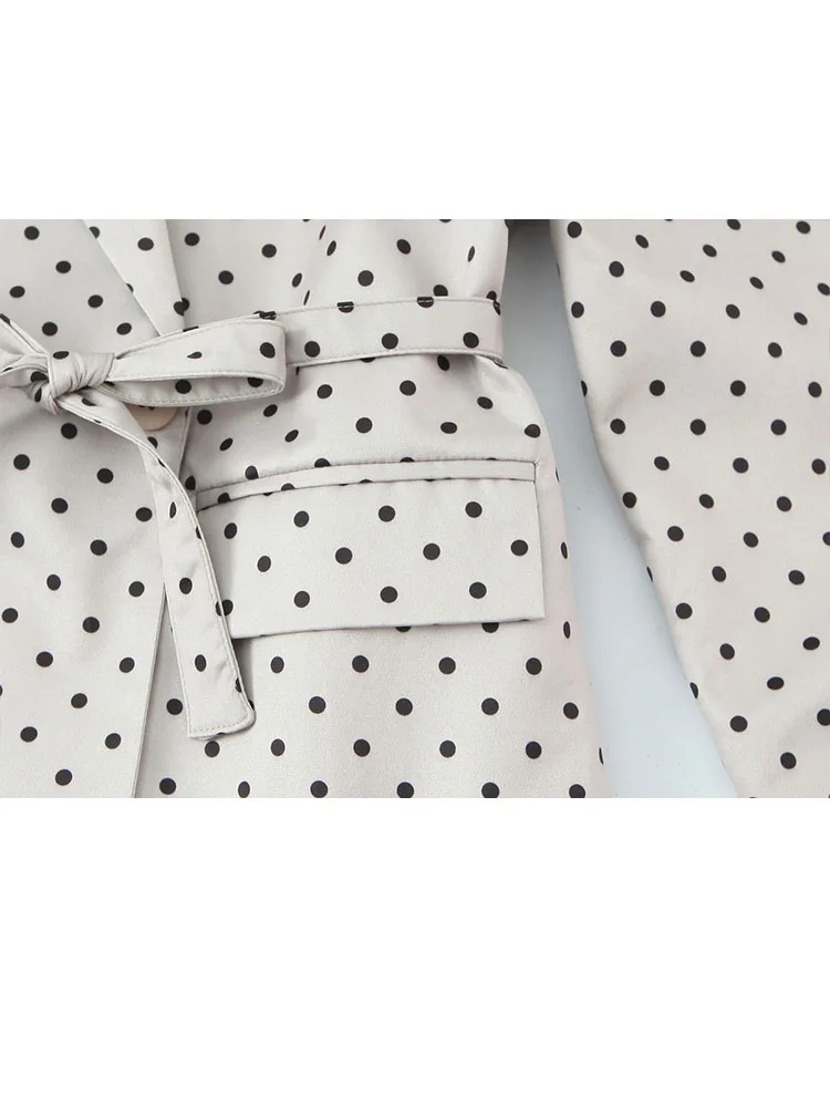 HH Giacca da donna con maniche irregolari a pois con risvolto retrò moda donna Giacca elegante da pendolarismo casual a maniche lunghe con cintura